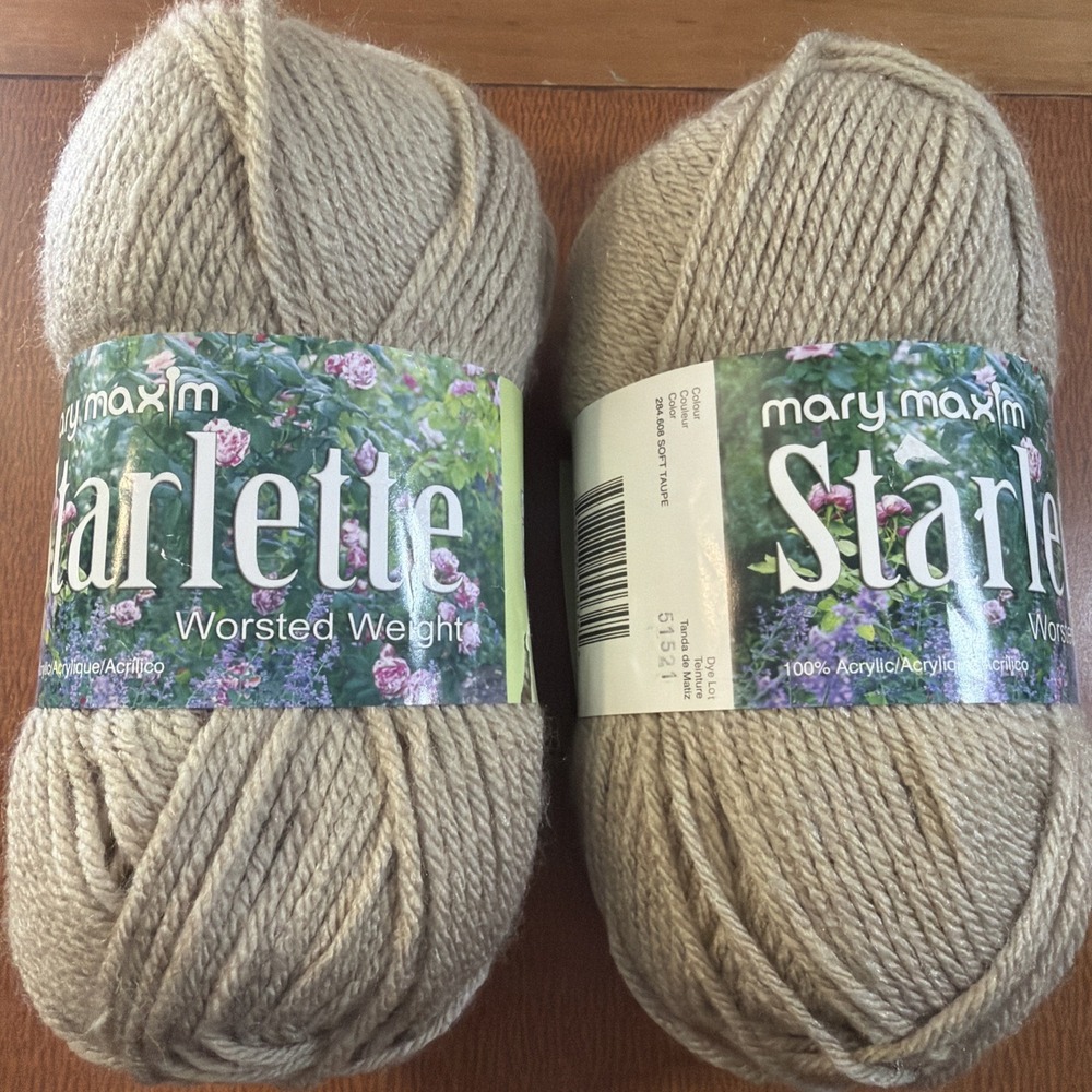 2 Vintage 608 Soft Taupe Mary Maxim Starlette Worsted Yarn 3.5oz Skein